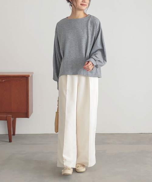 n'OrLABEL(ノアールレーベル)の「カフススリット微起毛カットソー(Tシャツ/カットソー・レディース・ボルドー/杢グレー/ブラック・1/2)」の19枚目の写真