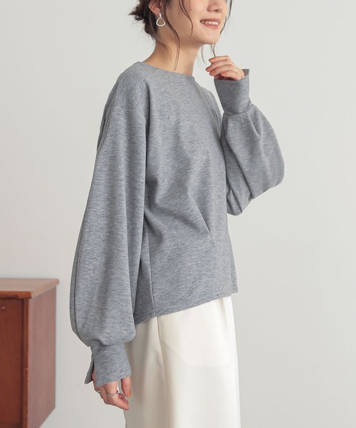 n'OrLABEL(ノアールレーベル)の「カフススリット微起毛カットソー(Tシャツ/カットソー・レディース・ボルドー/杢グレー/ブラック・1/2)」の18枚目の写真
