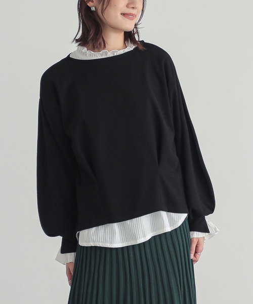 n'OrLABEL(ノアールレーベル)の「カフススリット微起毛カットソー(Tシャツ/カットソー・レディース・ボルドー/杢グレー/ブラック・1/2)」の4枚目の写真