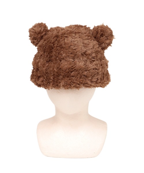 14+（イチヨンプラス）の「ボリュームシャギーくま耳ワッチ（ニットキャップ/ビーニー・レディース・ブラウン/ホワイト/ブラック・MEDIUM）」の4枚目の写真