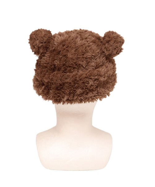 14+（イチヨンプラス）の「ボリュームシャギーくま耳ワッチ（ニットキャップ/ビーニー・レディース・ブラウン/ホワイト/ブラック・MEDIUM）」の6枚目の写真