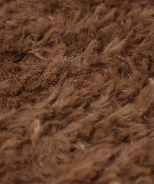 14+（イチヨンプラス）の「ボリュームシャギーくま耳ワッチ（ニットキャップ/ビーニー・レディース・ブラウン/ホワイト/ブラック・MEDIUM）」の9枚目の写真