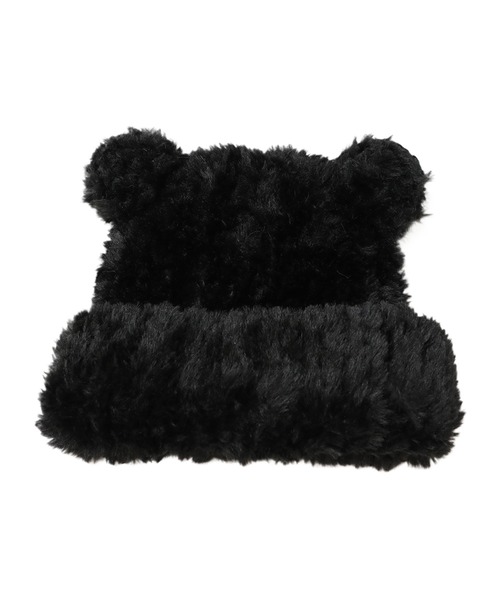 14+（イチヨンプラス）の「ボリュームシャギーくま耳ワッチ（ニットキャップ/ビーニー・レディース・ブラウン/ホワイト/ブラック・MEDIUM）」の16枚目の写真