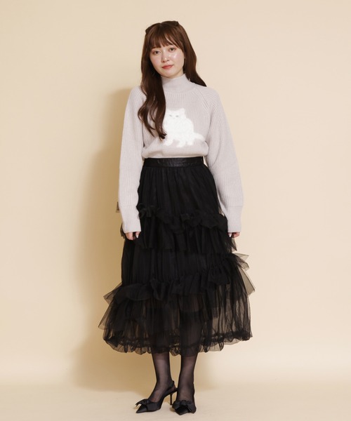 REDYAZEL（レディアゼル）の「チュールフリルティアードスカート（スカート・レディース・カーキ/ブラック/ブルー・SMALL/MEDIUM）」の7枚目の写真