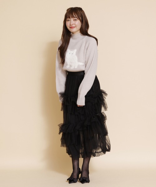 REDYAZEL（レディアゼル）の「チュールフリルティアードスカート（スカート・レディース・カーキ/ブラック/ブルー・SMALL/MEDIUM）」の8枚目の写真