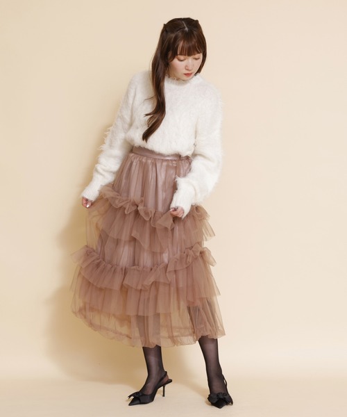 REDYAZEL（レディアゼル）の「チュールフリルティアードスカート（スカート・レディース・カーキ/ブラック/ブルー・SMALL/MEDIUM）」の13枚目の写真