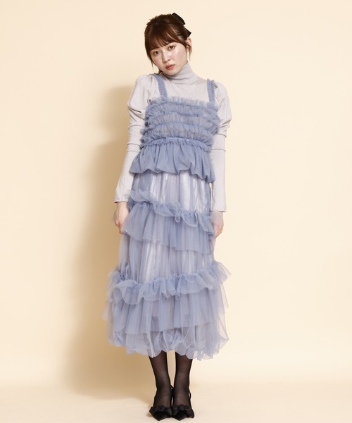 REDYAZEL（レディアゼル）の「チュールフリルティアードスカート（スカート・レディース・カーキ/ブラック/ブルー・SMALL/MEDIUM）」の19枚目の写真