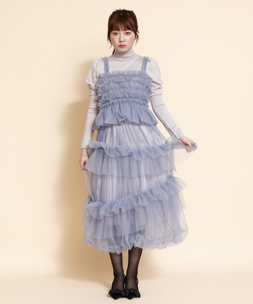 REDYAZEL（レディアゼル）の「チュールフリルティアードスカート（スカート・レディース・カーキ/ブラック/ブルー・SMALL/MEDIUM）」の20枚目の写真