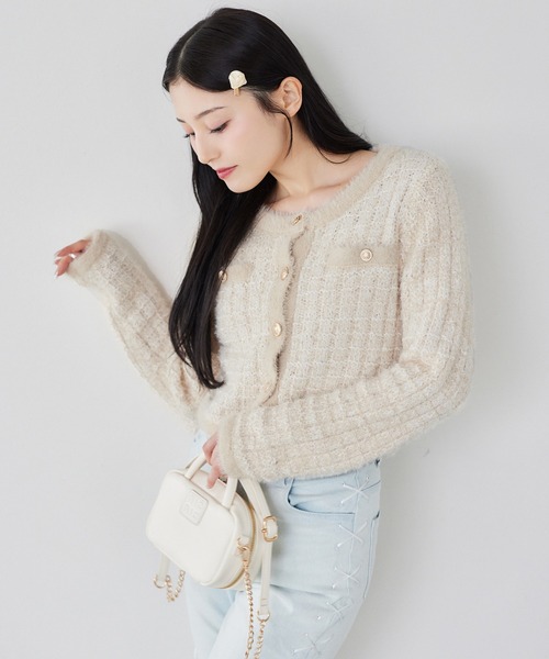 セール】ツイードミックスニットカーディガン（カーディガン/ボレロ