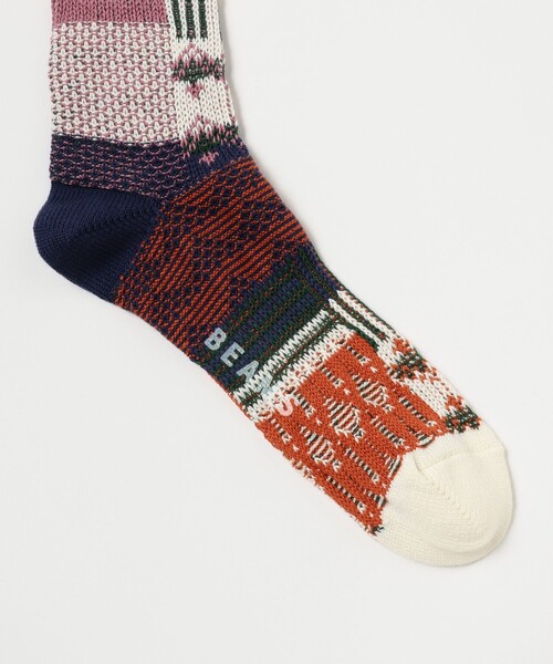 BEAMS（ビームス）の「マルチカラー リンクス クルー ソックス（ソックス/靴下・メンズ・ネイビー/オフホワイト/ブラック・ONE SIZE）」の5枚目の写真