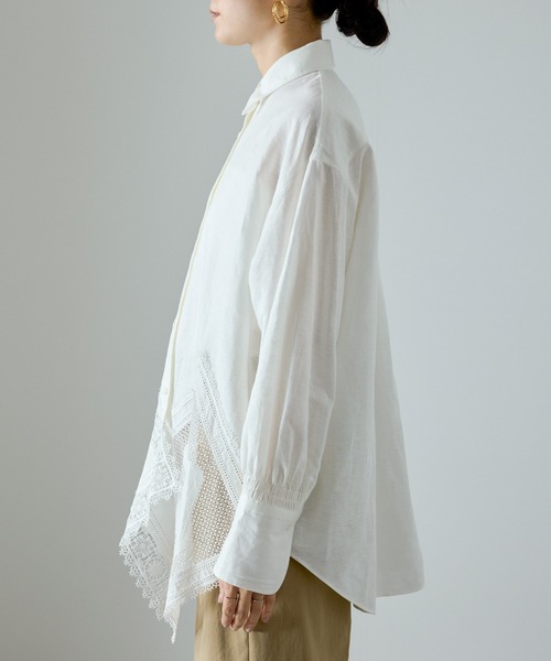 サロンアダムエロペ　ヘムクロスレースシャツ サロン アダム エ ロペ SALON adam et rope' ヘムクロスレース