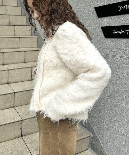 セール】[mline]チョーカー付きシャギーカーディガン（カーディガン