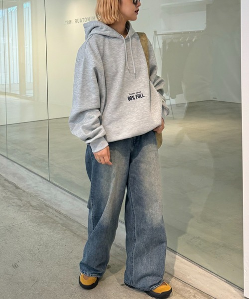 CIAOPANIC TYPY(チャオパニックティピー)の「【UNISEX】丈の長さが選べる!刺繍ロゴ裏起毛パーカー(パーカー・メンズ・ブラウン/グレー/ネイビー・LARGE/MEDIUM)」の16枚目の写真