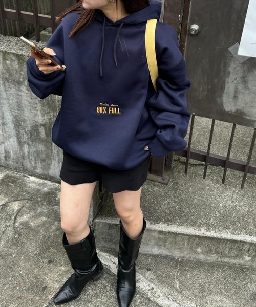 CIAOPANIC TYPY(チャオパニックティピー)の「【UNISEX】丈の長さが選べる!刺繍ロゴ裏起毛パーカー(パーカー・メンズ・ブラウン/グレー/ネイビー・LARGE/MEDIUM)」の20枚目の写真