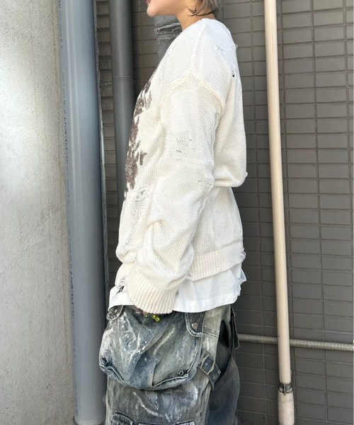 セール】【XU】damage loose knit（ニット/セーター）｜XU