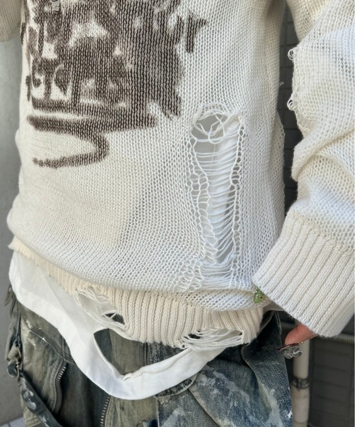 セール】【XU】damage loose knit（ニット/セーター）｜XU