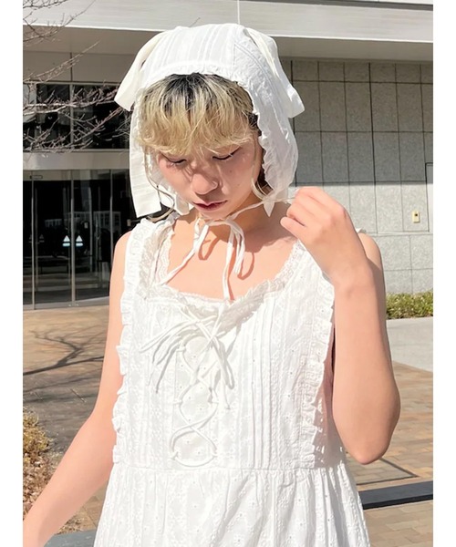 merry jenny（メリージェニー）の「RIBBON cotton bonnet（その他ヘア