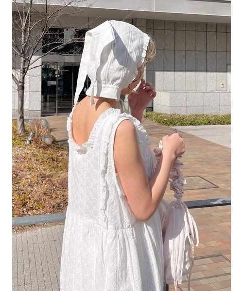 merry jenny（メリージェニー）の「RIBBON cotton bonnet（その他ヘア