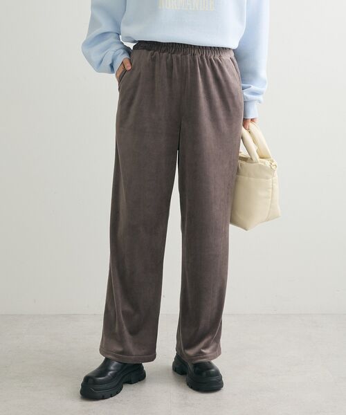 Green　Parks（グリーンパークス）の「ぽかぽか裏起毛ベロアイージーパンツ（その他パンツ・レディース・ブルー/ホワイト系その他2/ブラック/ピンク/ダークグレー・FREE）」の6枚目の写真