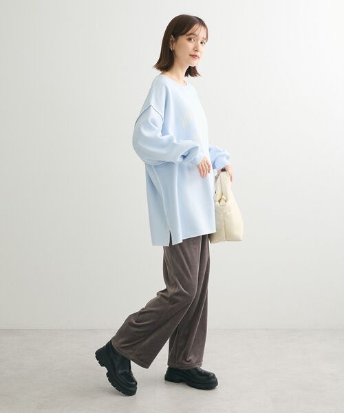 Green　Parks（グリーンパークス）の「ぽかぽか裏起毛ベロアイージーパンツ（その他パンツ・レディース・ブルー/ホワイト系その他2/ブラック/ピンク/ダークグレー・FREE）」の8枚目の写真