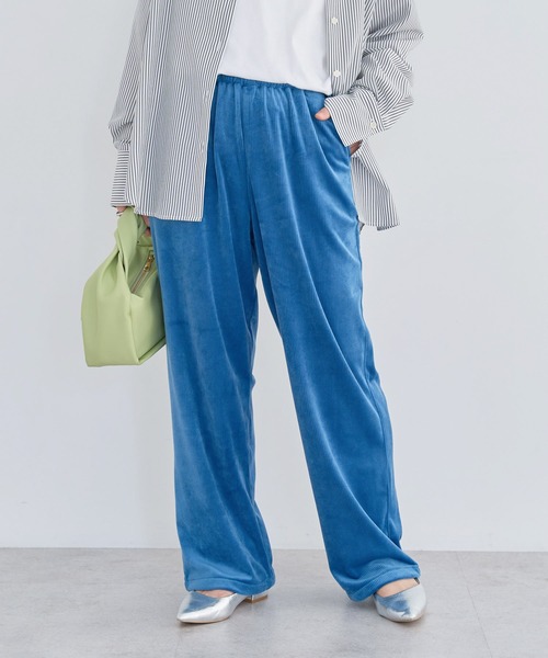 Green　Parks（グリーンパークス）の「ぽかぽか裏起毛ベロアイージーパンツ（その他パンツ・レディース・ブルー/ホワイト系その他2/ブラック/ピンク/ダークグレー・FREE）」の5枚目の写真