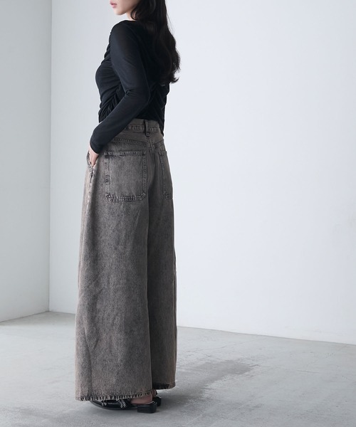 forksy.】タックデニムワイドシルエットパンツ forksy.│MONO-MART