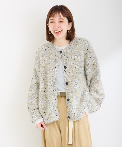 B.C STOCK(ベーセーストック)の「《追加4》ポコポコヤーンミックス2WAYカーディガン(カーディガン/ボレロ・レディース・チャコールグレー/ネイビー/ホワイト・FREE)」の8枚目の写真