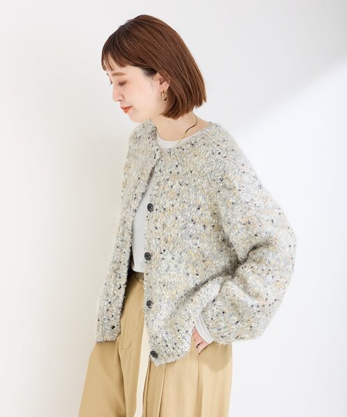 B.C STOCK(ベーセーストック)の「《追加4》ポコポコヤーンミックス2WAYカーディガン(カーディガン/ボレロ・レディース・チャコールグレー/ネイビー/ホワイト・FREE)」の9枚目の写真