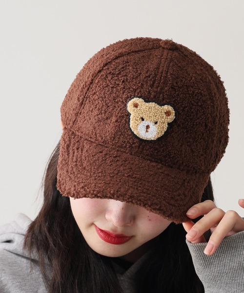 ROOPTOKYO(ループトウキョウ)の「クマデザインボアキャップ ベースボールキャップ(キャップ・レディース・ベージュ/ネイビー/ホワイト/ブラウン/ピンク/ブラック・FREE)」の3枚目の写真