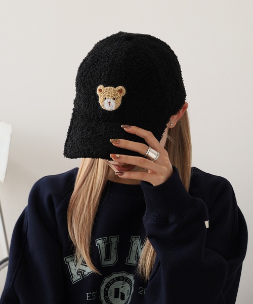 ROOPTOKYO(ループトウキョウ)の「クマデザインボアキャップ ベースボールキャップ(キャップ・レディース・ベージュ/ネイビー/ホワイト/ブラウン/ピンク/ブラック・FREE)」の12枚目の写真