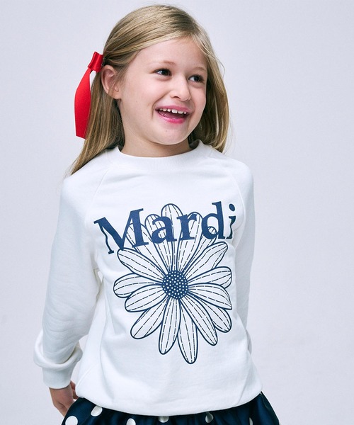 Mardi Mercredi（マルディメクルディ）の「KIDS SWEATSHIRT FLOWERMARDI / キッズ スウェットシャツ フラワーマルディ（スウェット・キッズ・アイボリー/ヘザーグレー/ブラック・130cm/120cm/110cm/100cm）」の2枚目の写真