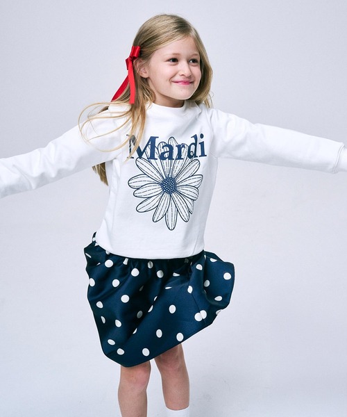 Mardi Mercredi（マルディメクルディ）の「KIDS SWEATSHIRT FLOWERMARDI / キッズ スウェットシャツ フラワーマルディ（スウェット・キッズ・アイボリー/ヘザーグレー/ブラック・130cm/120cm/110cm/100cm）」の8枚目の写真