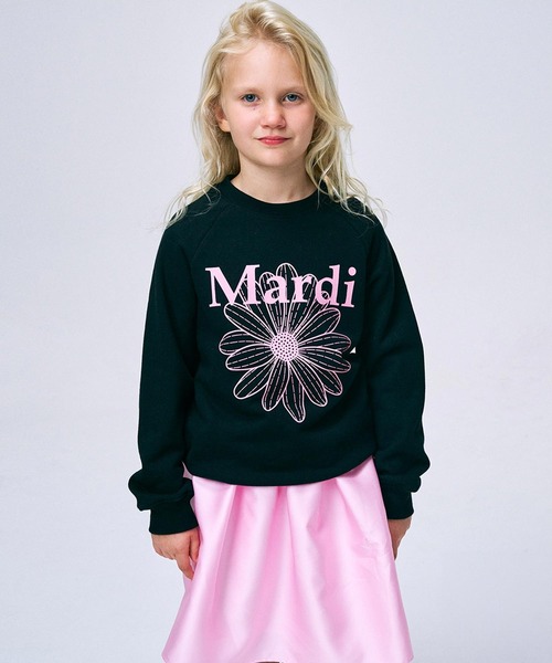 Mardi Mercredi（マルディメクルディ）の「KIDS SWEATSHIRT FLOWERMARDI / キッズ スウェットシャツ フラワーマルディ（スウェット・キッズ・アイボリー/ヘザーグレー/ブラック・130cm/120cm/110cm/100cm）」の13枚目の写真