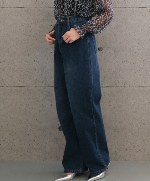 aquagarage(アクアガレージ)の「デニムワイドパンツ(その他パンツ・レディース・ネイビー/ブルー/ブラック・M/L)」の6枚目の写真