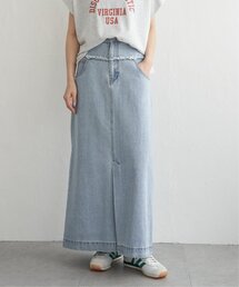デニム切り替えストレートスカート