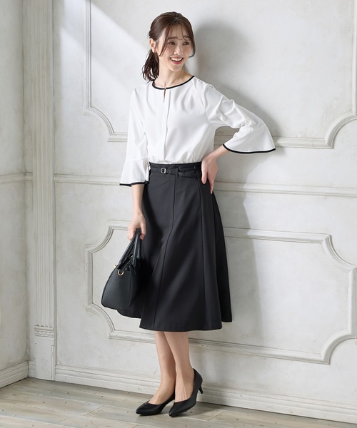 Honeys(ハニーズ)の「7分袖配色ブラウス(シャツ/ブラウス・レディース・ホワイト/ライトグレー/ネイビー/ミント/ブルー・3L/L/LL/M/S)」の10枚目の写真