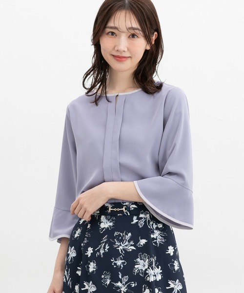 Honeys(ハニーズ)の「7分袖配色ブラウス(シャツ/ブラウス・レディース・ホワイト/ライトグレー/ネイビー/ミント/ブルー・3L/L/LL/M/S)」の17枚目の写真