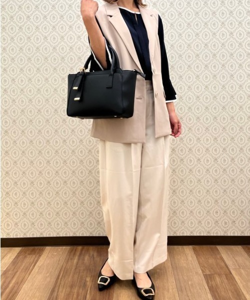 Honeys(ハニーズ)の「7分袖配色ブラウス(シャツ/ブラウス・レディース・ホワイト/ライトグレー/ネイビー/ミント/ブルー・3L/L/LL/M/S)」の9枚目の写真