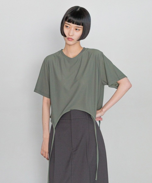 yuw(ユウ)の「ガーターヘムTee 326069(Tシャツ/カットソー・レディース・チャコールグレー/グリーン・FREE)」の1枚目の写真