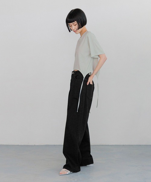 yuw(ユウ)の「ガーターヘムTee 326069(Tシャツ/カットソー・レディース・チャコールグレー/グリーン・FREE)」の4枚目の写真