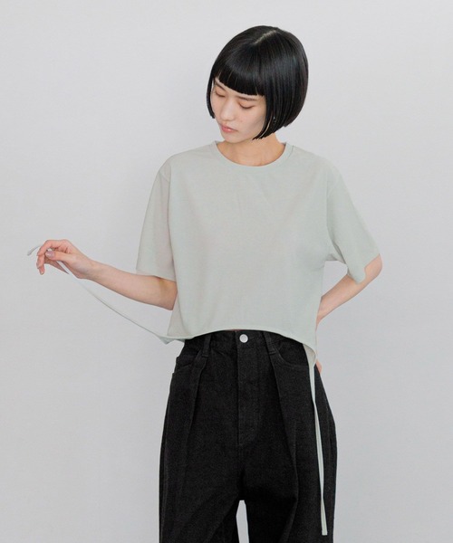 yuw(ユウ)の「ガーターヘムTee 326069(Tシャツ/カットソー・レディース・チャコールグレー/グリーン・FREE)」の6枚目の写真