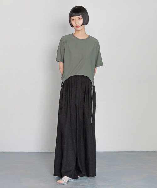 yuw(ユウ)の「ガーターヘムTee 326069(Tシャツ/カットソー・レディース・チャコールグレー/グリーン・FREE)」の10枚目の写真