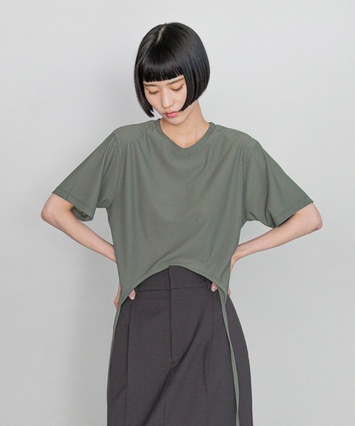 yuw(ユウ)の「ガーターヘムTee 326069(Tシャツ/カットソー・レディース・チャコールグレー/グリーン・FREE)」の12枚目の写真