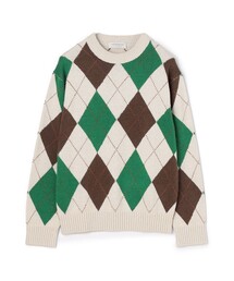 TOMORROWLAND tricot シルク アーガイル クルーネックニット