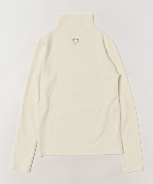 STYLEBLOCK(スタイルブロック)の「ハートブローチ付きボトルネックトップス(Tシャツ/カットソー・レディース・ホワイト/ライトブルー/ライトイエロー/ライトピンク/ブラック/ライトグリーン・FREE)」の1枚目の写真