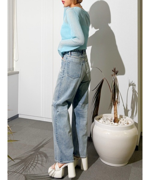 再生産！】レースグラフィックワイドデニムパンツ（デニムパンツ
