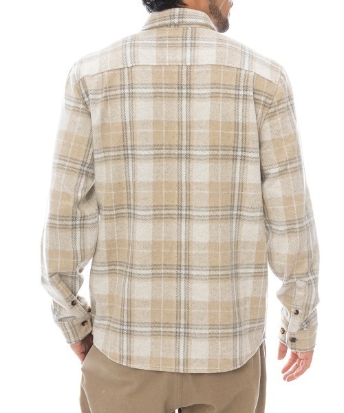 RVCA(ルーカ)の「RVCA メンズ VACANCY FLANNEL LS 長袖シャツ 【2025年春夏モデル】ルーカロングスリーブ長袖フランネルシャツ(シャツ/ブラウス・メンズ・ベージュ系その他・SMALL/LARGE/MEDIUM)」の2枚目の写真