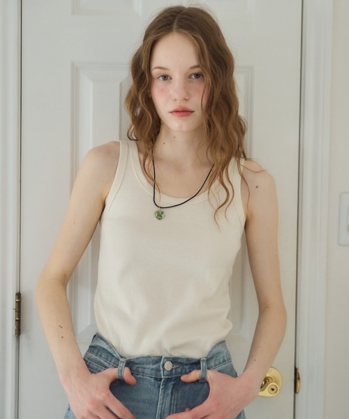 Birthday room（バースデイルーム）の「テレコベーシックタンク/teleco basic tanktop（タンクトップ・レディース・チャコールグレー/アイボリー/ブルー・FREE）」の2枚目の写真