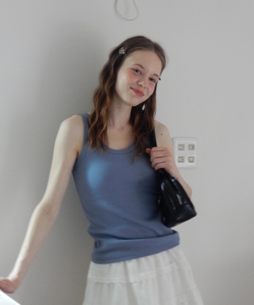 Birthday room（バースデイルーム）の「テレコベーシックタンク/teleco basic tanktop（タンクトップ・レディース・チャコールグレー/アイボリー/ブルー・FREE）」の5枚目の写真