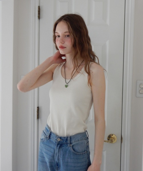 Birthday room（バースデイルーム）の「テレコベーシックタンク/teleco basic tanktop（タンクトップ・レディース・チャコールグレー/アイボリー/ブルー・FREE）」の9枚目の写真